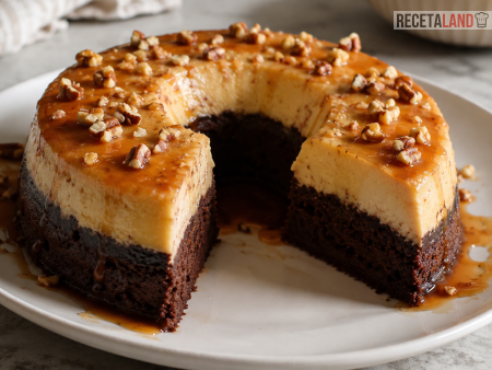 Chocoflan Decorado con nuez o nueces picadas