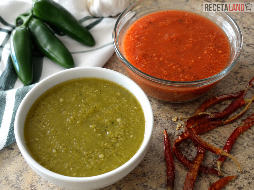 Salsa para carnitas roja y verde