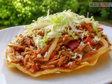 Tostada de tinga de res