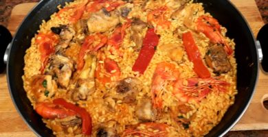 Paella reposada 12 min. después de apagar el fuego