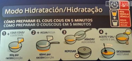 Preparación cuscus por Hidratación