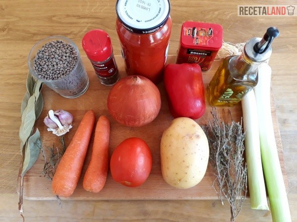 Ingredientes Lentejas con verduras