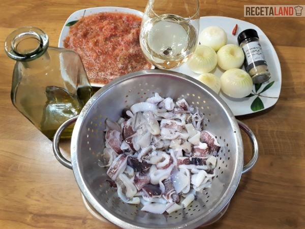 Ingredientes calamares en salsa
