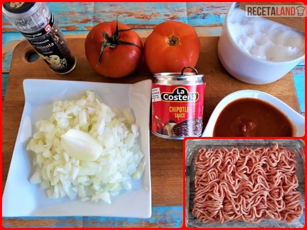 Ingredientes Albondigas en salsa Chipotle