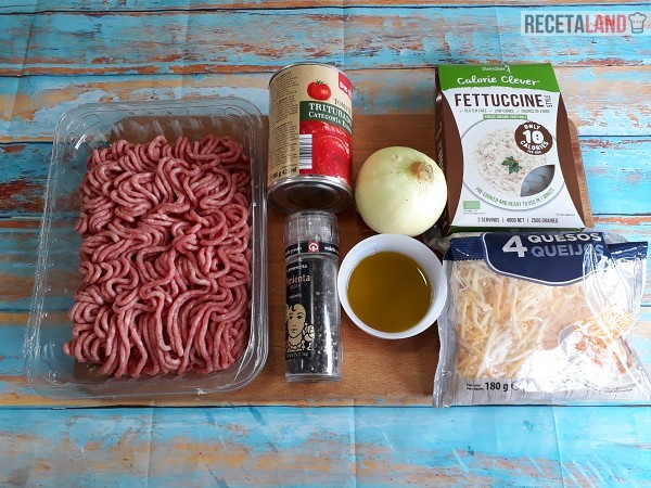 Ingredientes Fetuccini Konjac a la Boloñesa