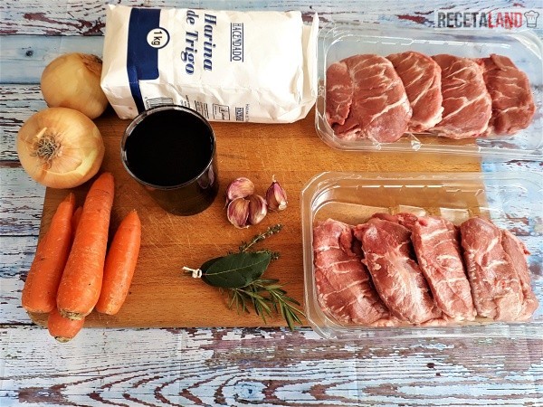 Ingredientes Carrilleras al vino tinto