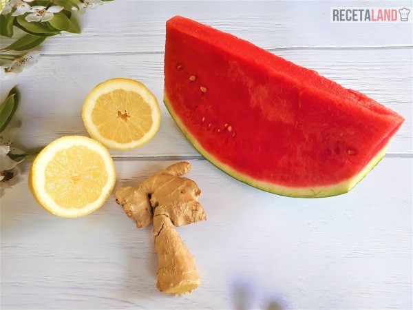Ingredientes zumo de sandía con jengibre y limón