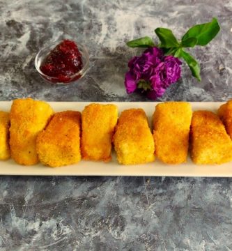 Queso frito con mermelada de Frambuesa