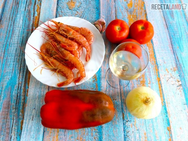 Ingredientes para el Bacalao en salsa con gambas